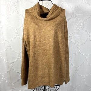 Top shop brown knit turtleneck with side slit size 6